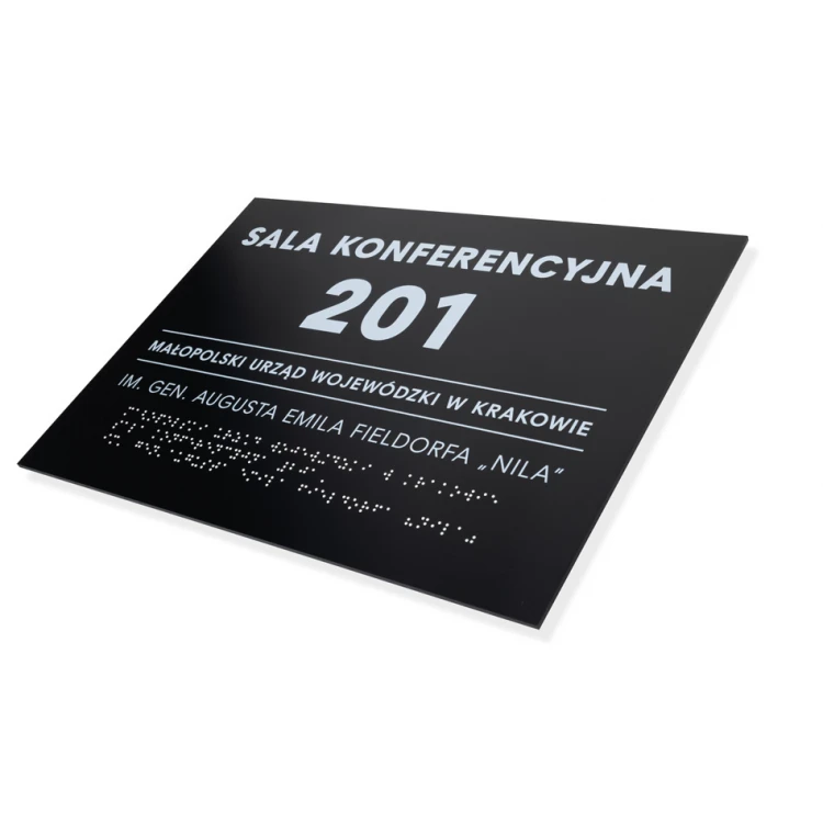 Plaque with any text and Braille script - size 350x250mm - Hard PVC - TAB450