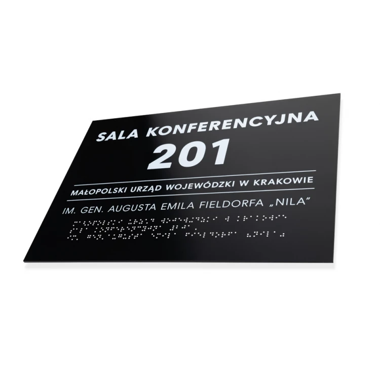 Plaque with any text and Braille script - size 350x250mm - Hard PVC - TAB450