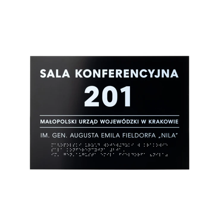 Plaque with any text and Braille script - size 350x250mm - Hard PVC - TAB450