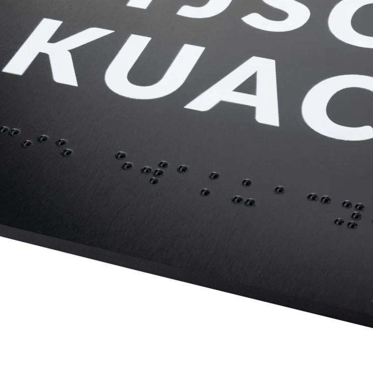 Plaque with any text and Braille script - size 295x105mm - Hard PVC - TAB531