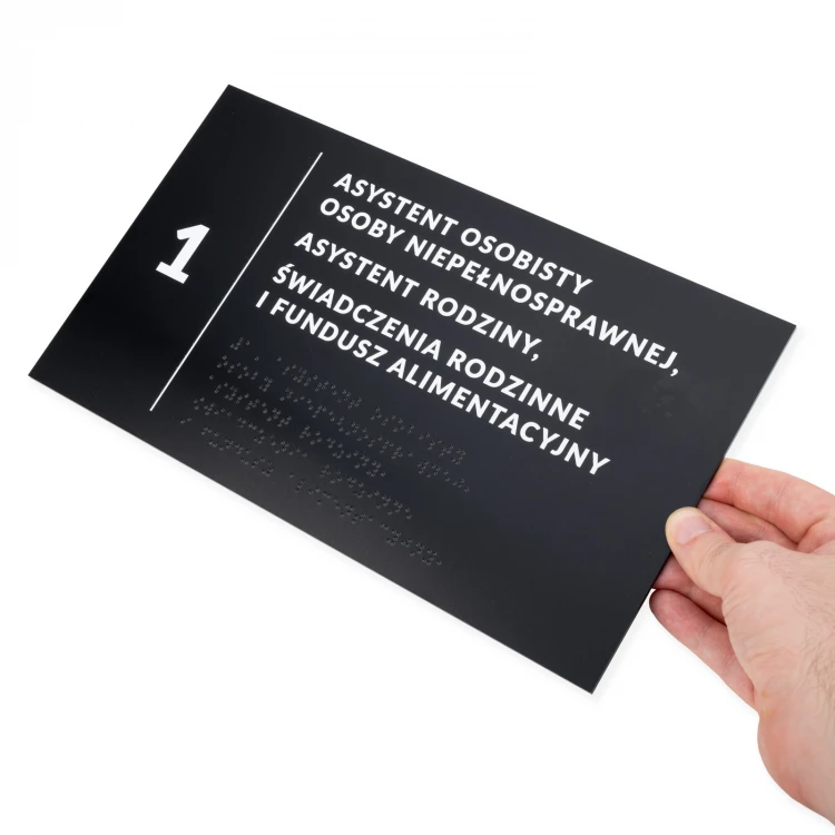 Plaque with Custom Text and Braille Script - size 295x170mm - Hard PVC - TAB529