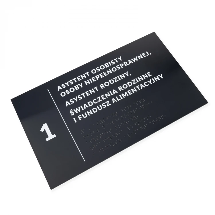 Plaque with Custom Text and Braille Script - size 295x170mm - Hard PVC - TAB529
