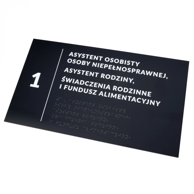 Plaque with Custom Text and Braille Script - size 295x170mm - Hard PVC - TAB529