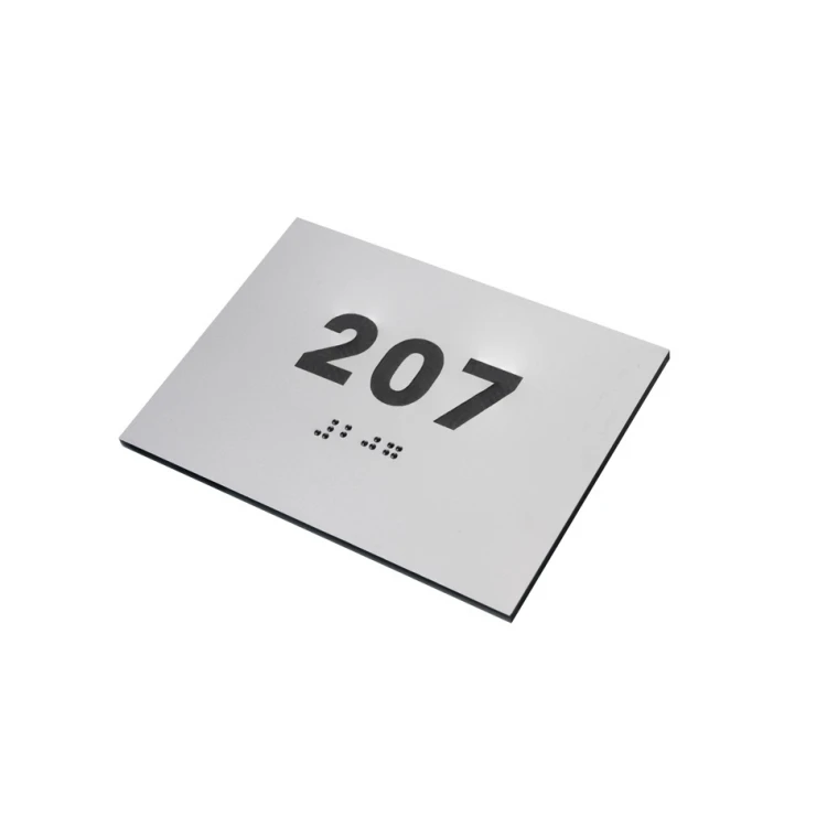 Silver laminate plaque with any numbering in Braille - size 100x70mm - TAB277