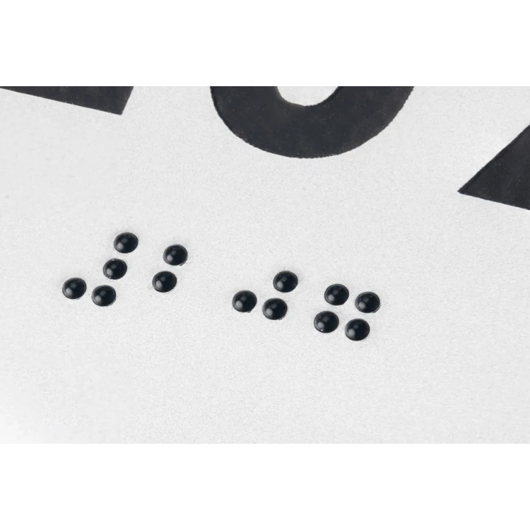 Silver laminate plaque with any numbering in Braille - size 100x70mm - TAB277