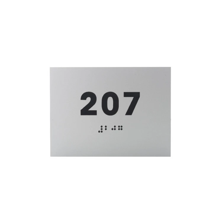 Silver laminate plaque with any numbering in Braille - size 100x70mm - TAB277