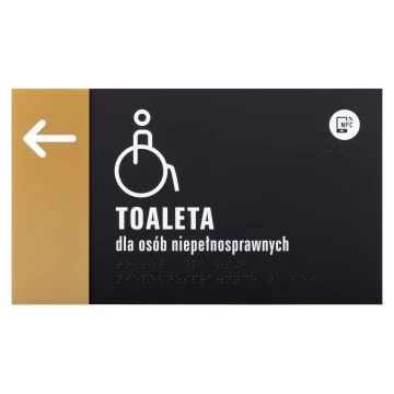 Plaque with NFC and Braille - Gold acrylic - Dimension 260x150mm - TAB607