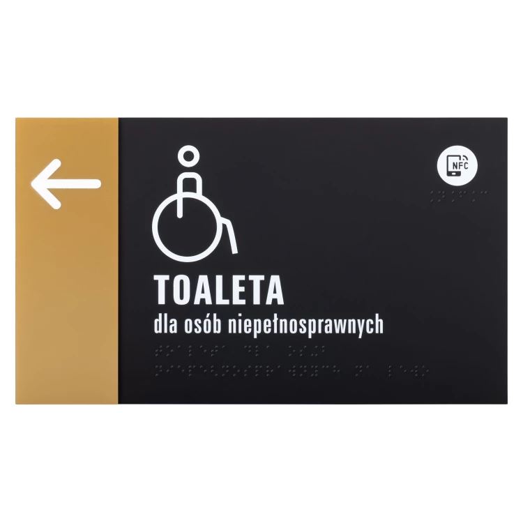 Plaque with NFC and Braille - Gold acrylic - Dimension 260x150mm - TAB607