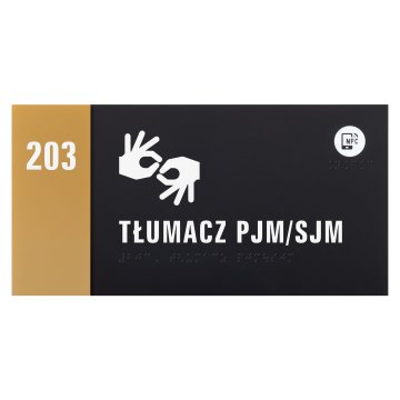 Plaque with NFC and Braille - Gold acrylic - Dimension 260x130mm - TAB608