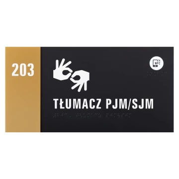 Plaque with NFC and Braille - Gold acrylic - Dimension 260x130mm - TAB608