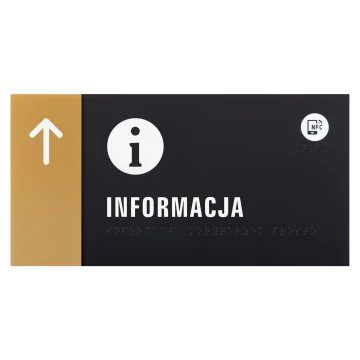 Plaque with NFC and Braille - Gold acrylic - Dimension 260x130mm - TAB609