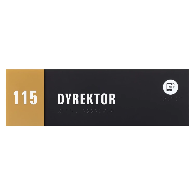 Plaque with NFC and Braille - Gold acrylic - Dimension 260x80mm - TAB610