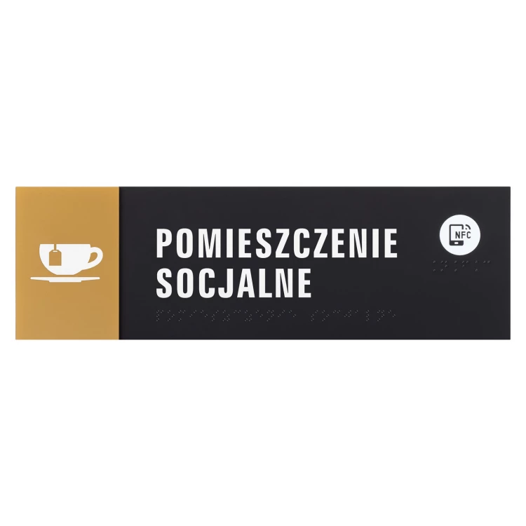 Plaque with NFC and Braille - Gold acrylic - Dimension 260x80mm - TAB611