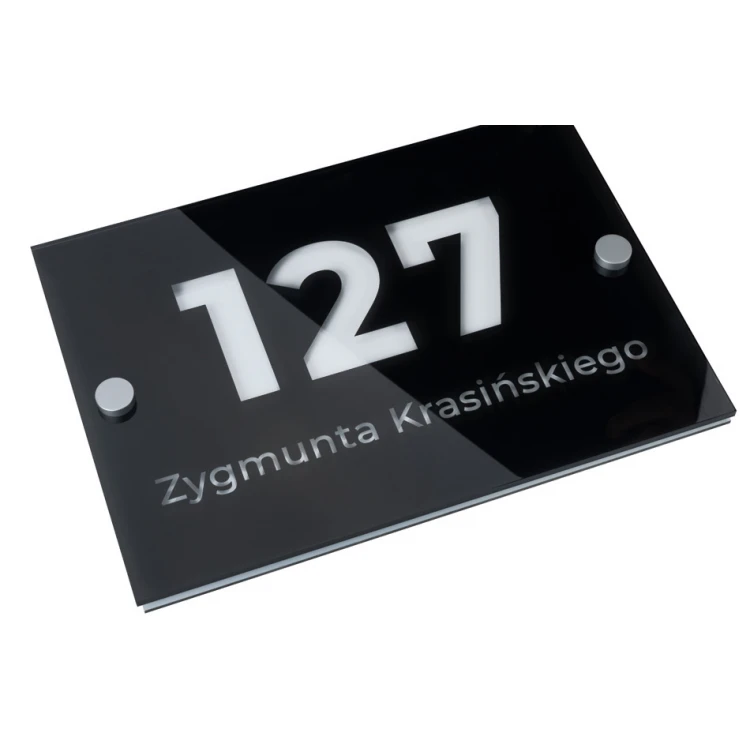 House number plaque - plexi and white dibond - size 297x210mm (A4) - SPD037