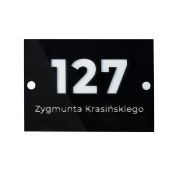 House number plaque - plexi and white dibond - size 297x210mm (A4) - SPD037