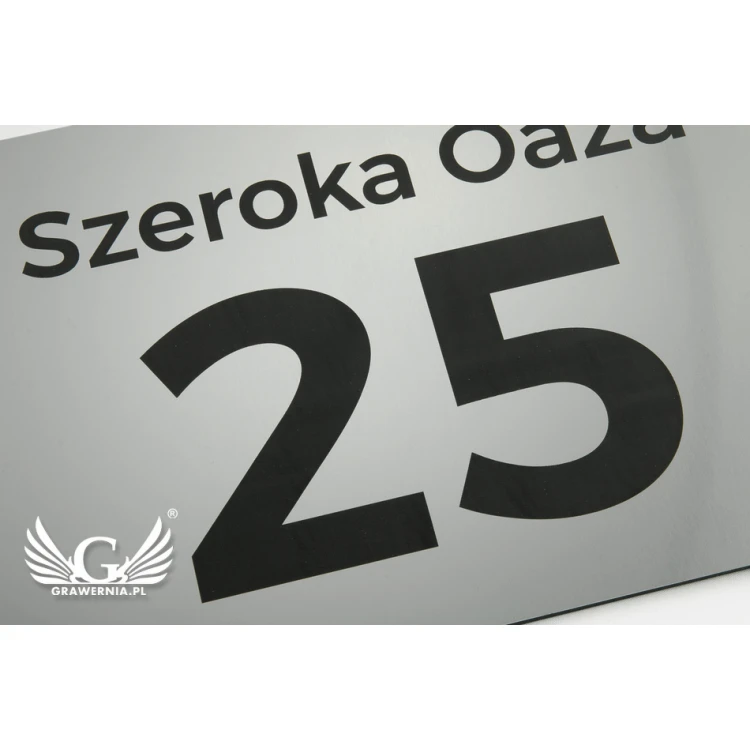 House Number Plaque - size 300x200mm - silver exterior engraving laminate 3mm