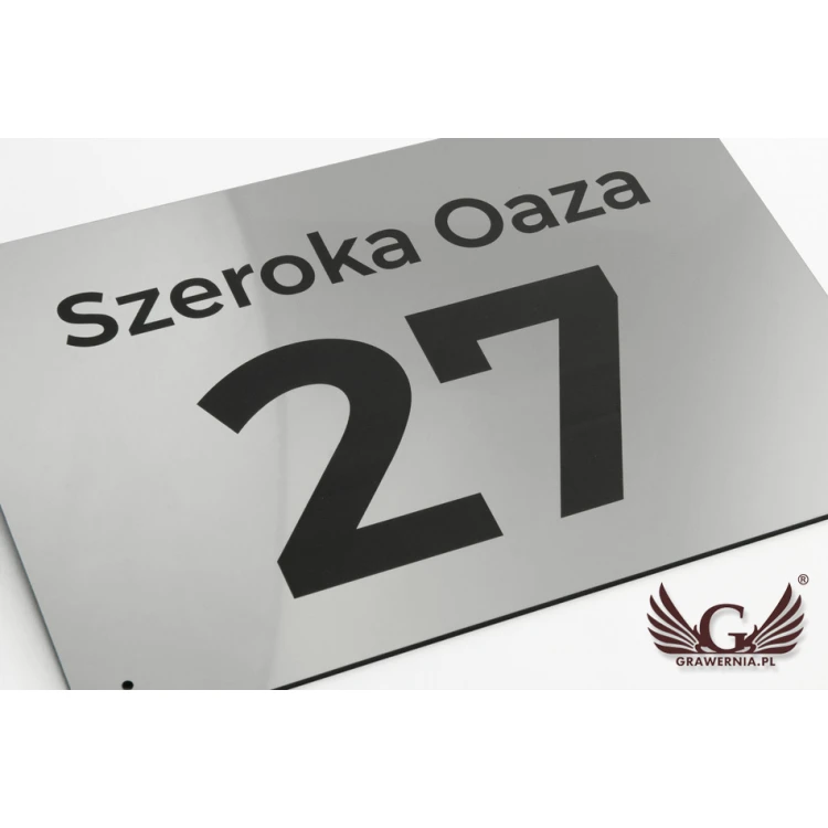House Number Plaque - size 300x200mm - silver exterior engraving laminate 3mm