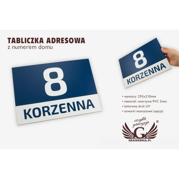 House Number Plaque - size 295x210mm - PVC - UV color print - TAB052