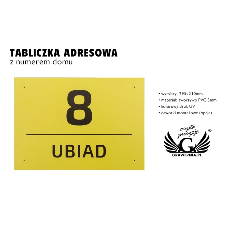 House Number Plaque - size 295x210mm - PVC - UV color print - TAB075