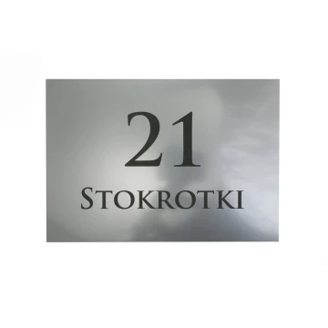 House Number Plaque - size 297x210mm (A4) - silver exterior engraving laminate 3mm - TAB101
