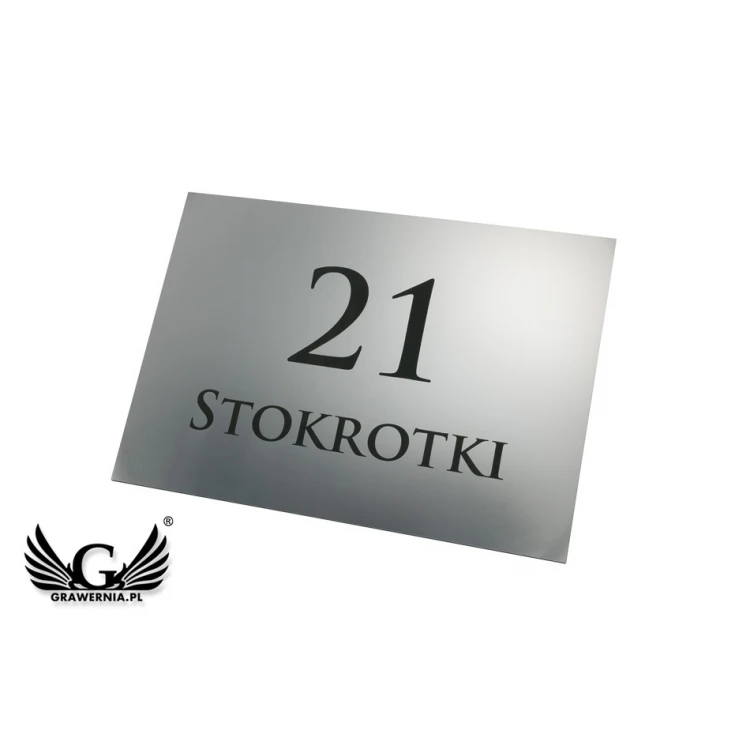 House Number Plaque - size 297x210mm (A4) - silver exterior engraving laminate 3mm - TAB101