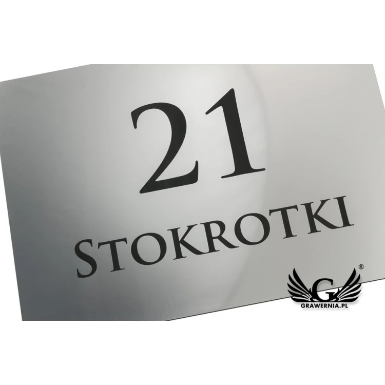 House Number Plaque - size 297x210mm (A4) - silver exterior engraving laminate 3mm - TAB101