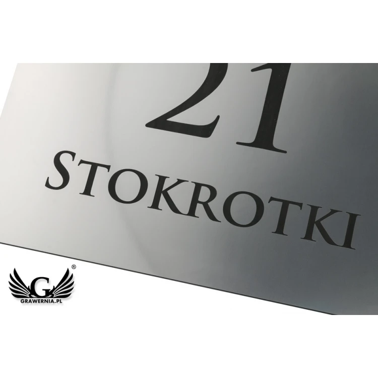 House Number Plaque - size 297x210mm (A4) - silver exterior engraving laminate 3mm - TAB101