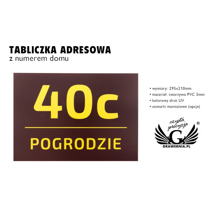 House Number Plaque - size 295x210mm - PVC - UV color print - TAB073