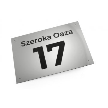 House Number Plaque - size 300x200mm - silver exterior engraving laminate 3mm