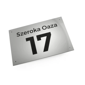 House Number Plaque - size 300x200mm - silver exterior engraving laminate 3mm