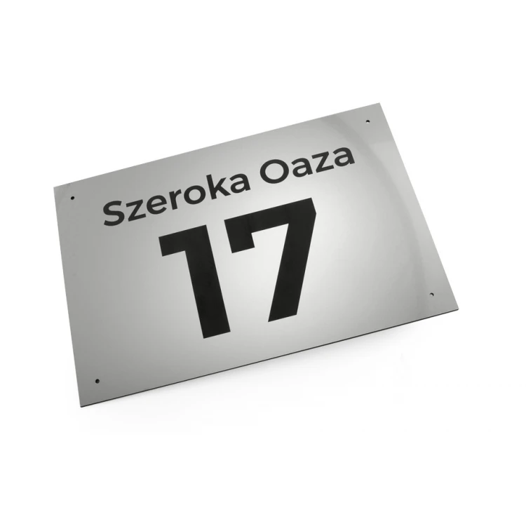 House Number Plaque - size 300x200mm - silver exterior engraving laminate 3mm