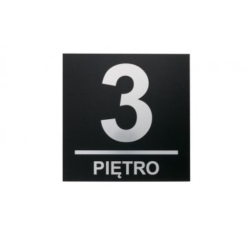 Floor number plaque - size 200x200mm - silver engraving laminate 3mm with UV print - TAB139