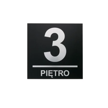 Floor number plaque - size 200x200mm - silver engraving laminate 3mm with UV print - TAB139