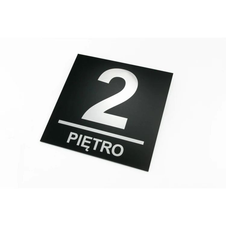 Floor number plaque - size 200x200mm - silver engraving laminate 3mm with UV print - TAB139