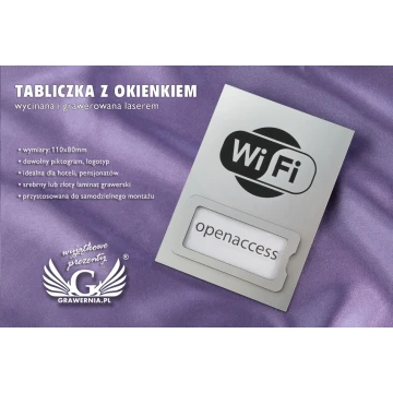 Plaque with window - WiFi - any logo, pictogram - size 110x80mm