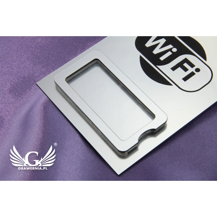 Plaque with window - WiFi - any logo, pictogram - size 110x80mm