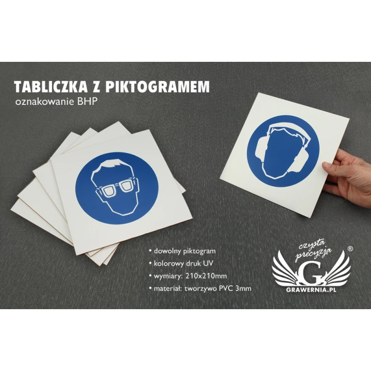 Pictogram plaque - health and safety signage - dimensions 210x210mm - UV print