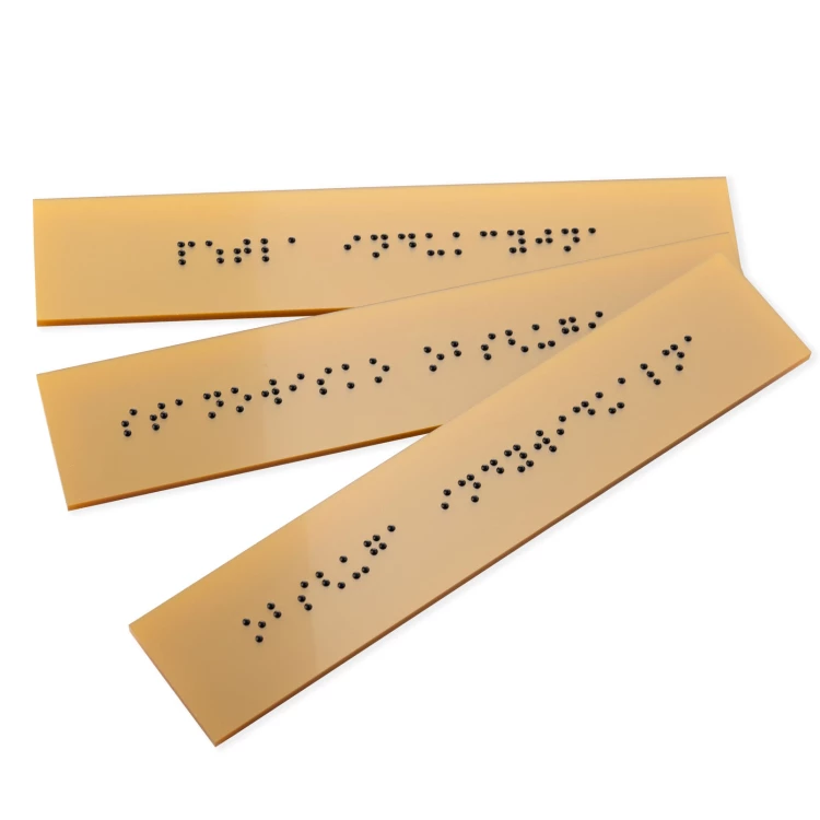 Braille Script Plaque - Golden Acrylic - Size 150x40mm - TAB554