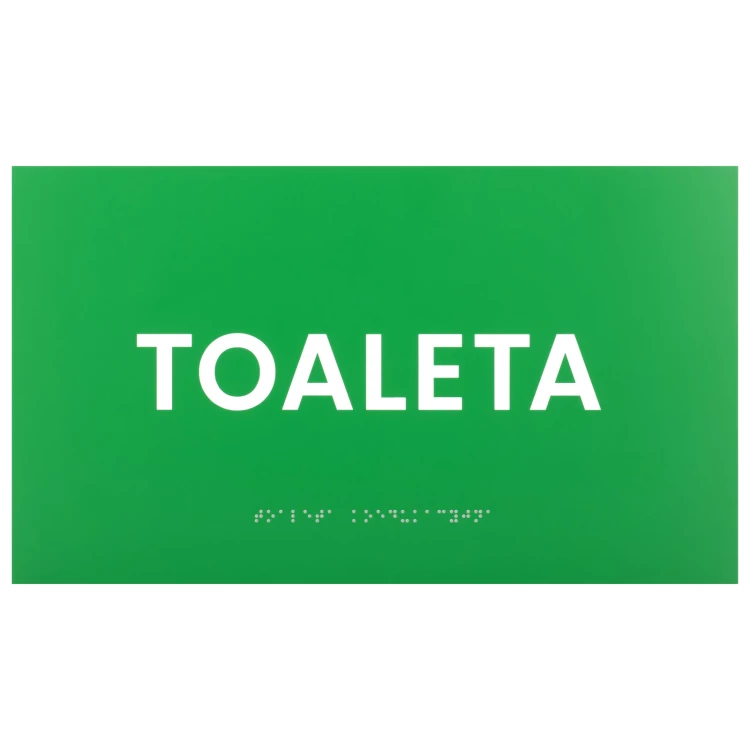 Toilet - Braille plaque - green engraving laminate - size 350x200mm - TAB597