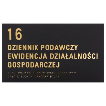Braille and numbering plaque - dimensions 310x180mm - TAB603