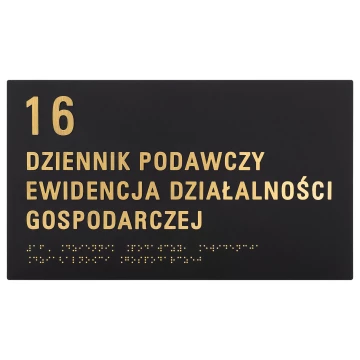 Braille and numbering plaque - dimensions 310x180mm - TAB603