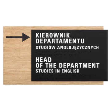 Braille sign - oak veneered board - dimensions 365x200mm - TAB614