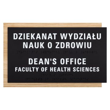 Braille sign - oak veneered board - size 284x170mm - TAB615