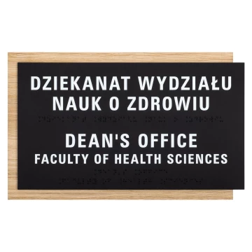 Braille sign - oak veneered board - size 284x170mm - TAB615