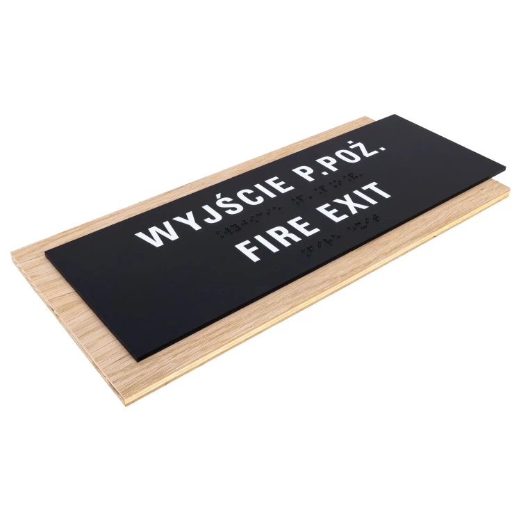 Braille sign - oak veneered board - size 282x118mm - TAB618