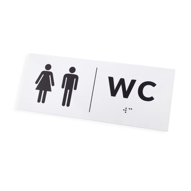 Braille Sign - WC - size 200x80mm - Hard PVC - DECO WHITE - TAB458