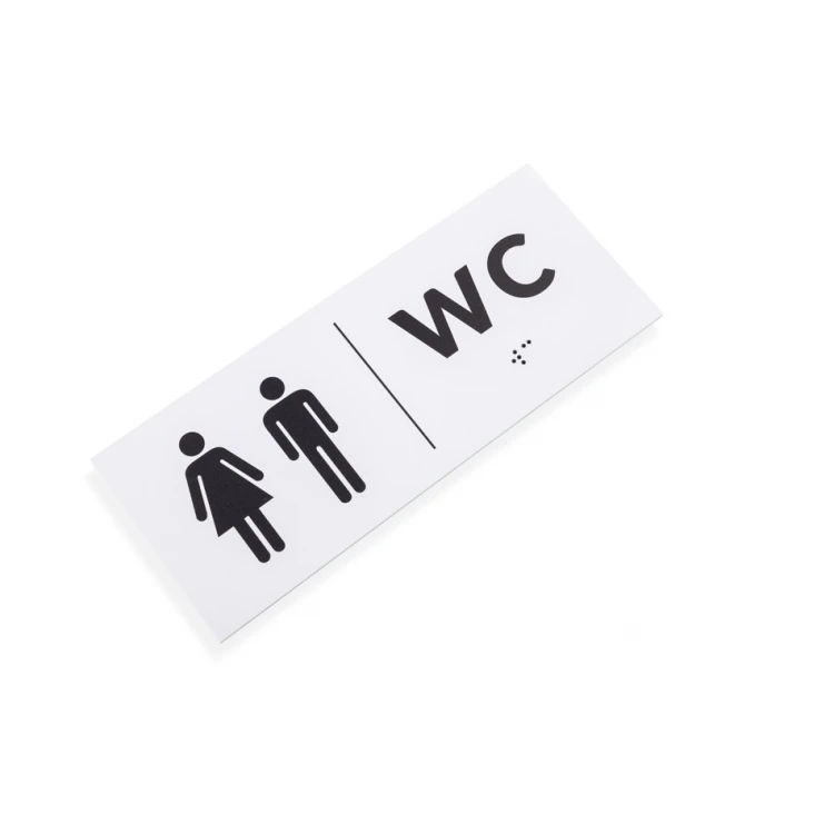 Braille Sign - WC - size 200x80mm - Hard PVC - DECO WHITE - TAB458