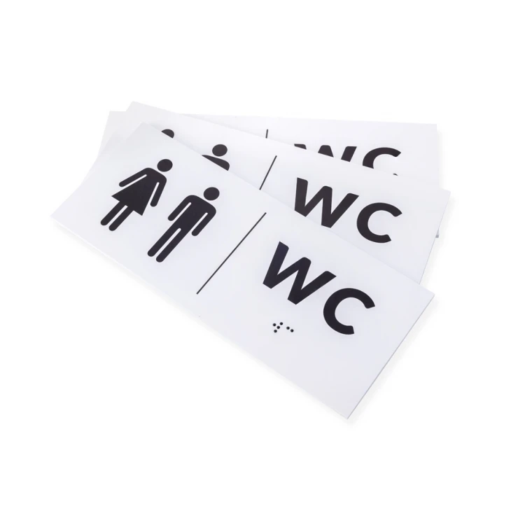 Braille Sign - WC - size 200x80mm - Hard PVC - DECO WHITE - TAB458