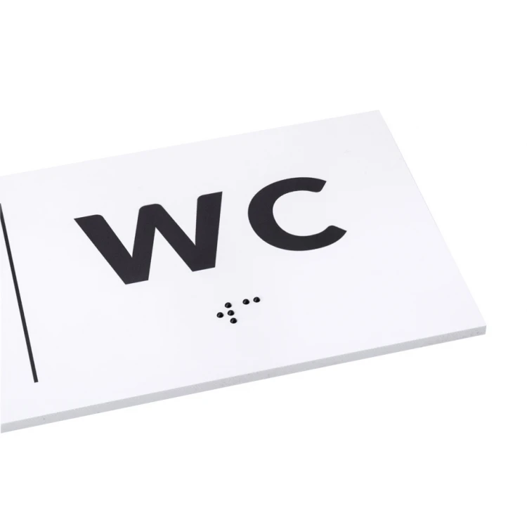 Braille Sign - WC - size 200x80mm - Hard PVC - DECO WHITE - TAB458