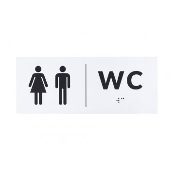 Braille Sign - WC - size 200x80mm - Hard PVC - DECO WHITE - TAB458